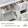 CASAINC 60" Solid Wood Bathroom Vanity with 1.2" Edge Italian Carrara Marble Countertop & Backsplash, Center Rectangular Sink, 4 Soft Closing Doors, 2 functional drawers, Grey, Matte White, Mirror, No Mirror