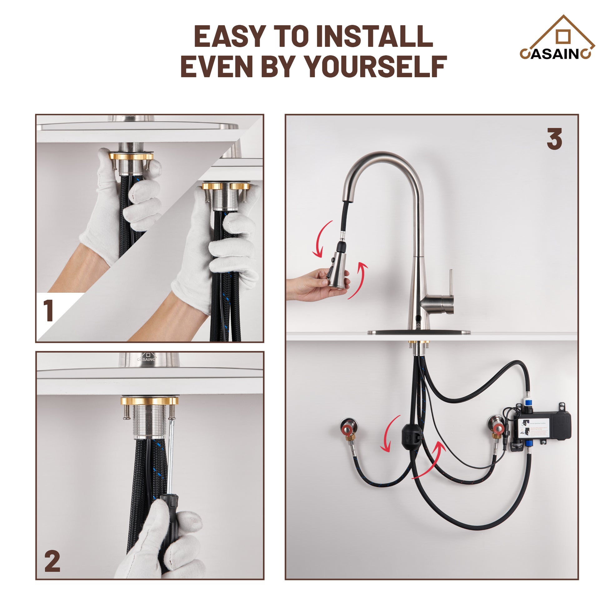 Single Handle Pull Down Sprayer Kitchen Faucet with Touchless Sensor,Dual Function