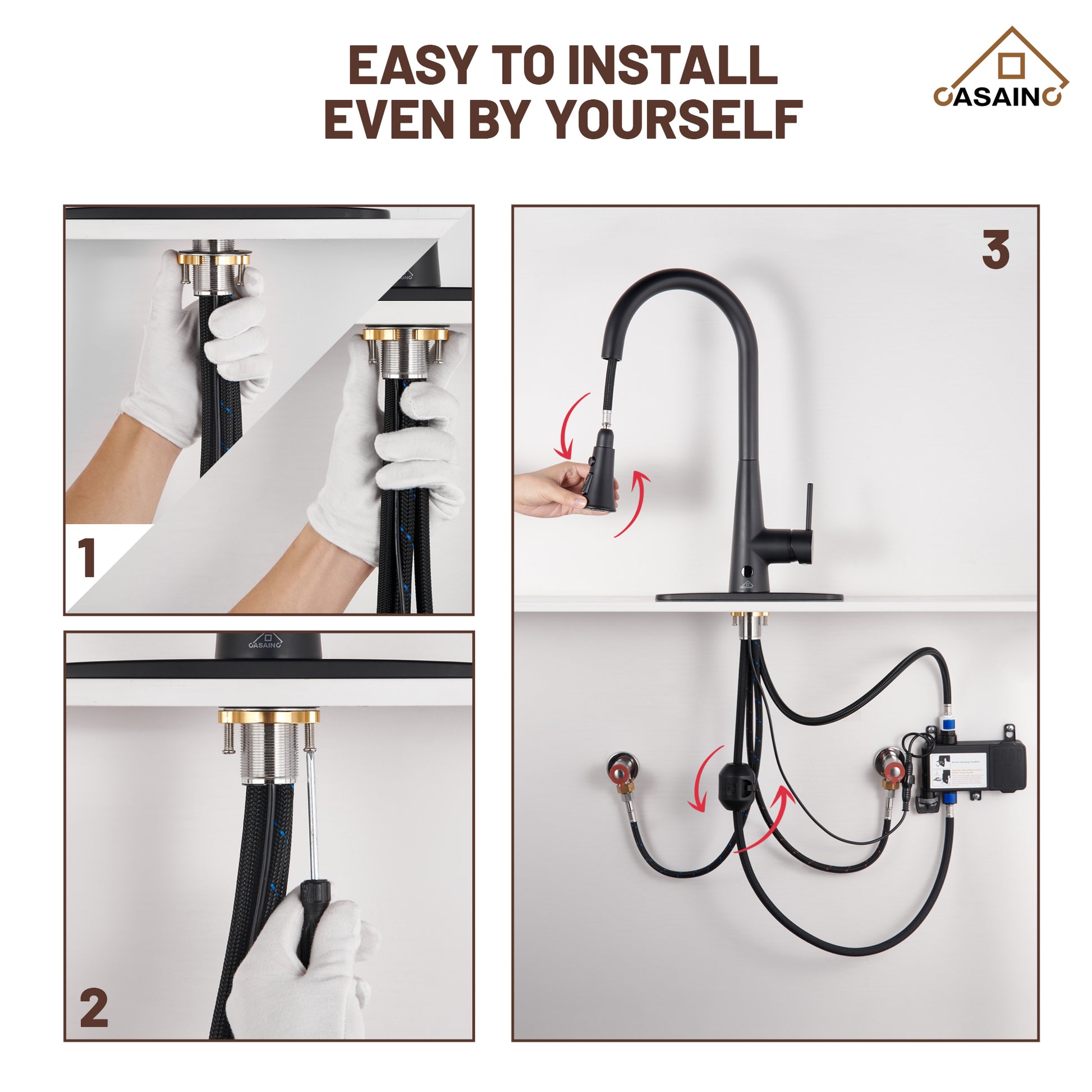 Single Handle Pull Down Sprayer Kitchen Faucet with Touchless Sensor,Dual Function
