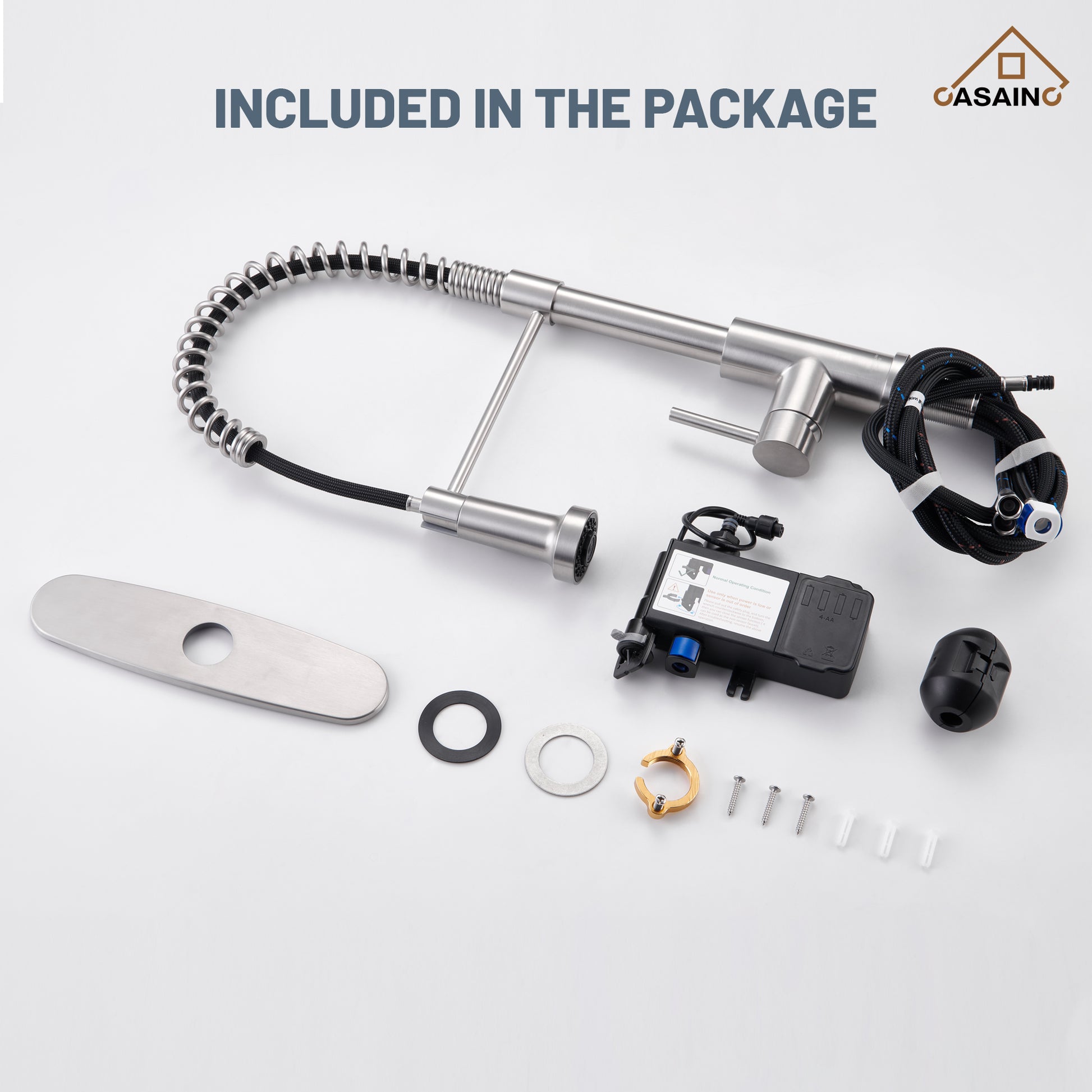 3-Mode Single Handle Pull-Down Sprayer Kitchen Faucet with Touchless Sensor and Includes Deckplate