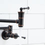 360° Dual-Handle Brass Pot Filler Faucet for Kitchen Wall-Mount Installation