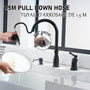 3-Hole Widespread Single-Handle Kitchen Faucet with 360° Swivel and 3-Function Spray