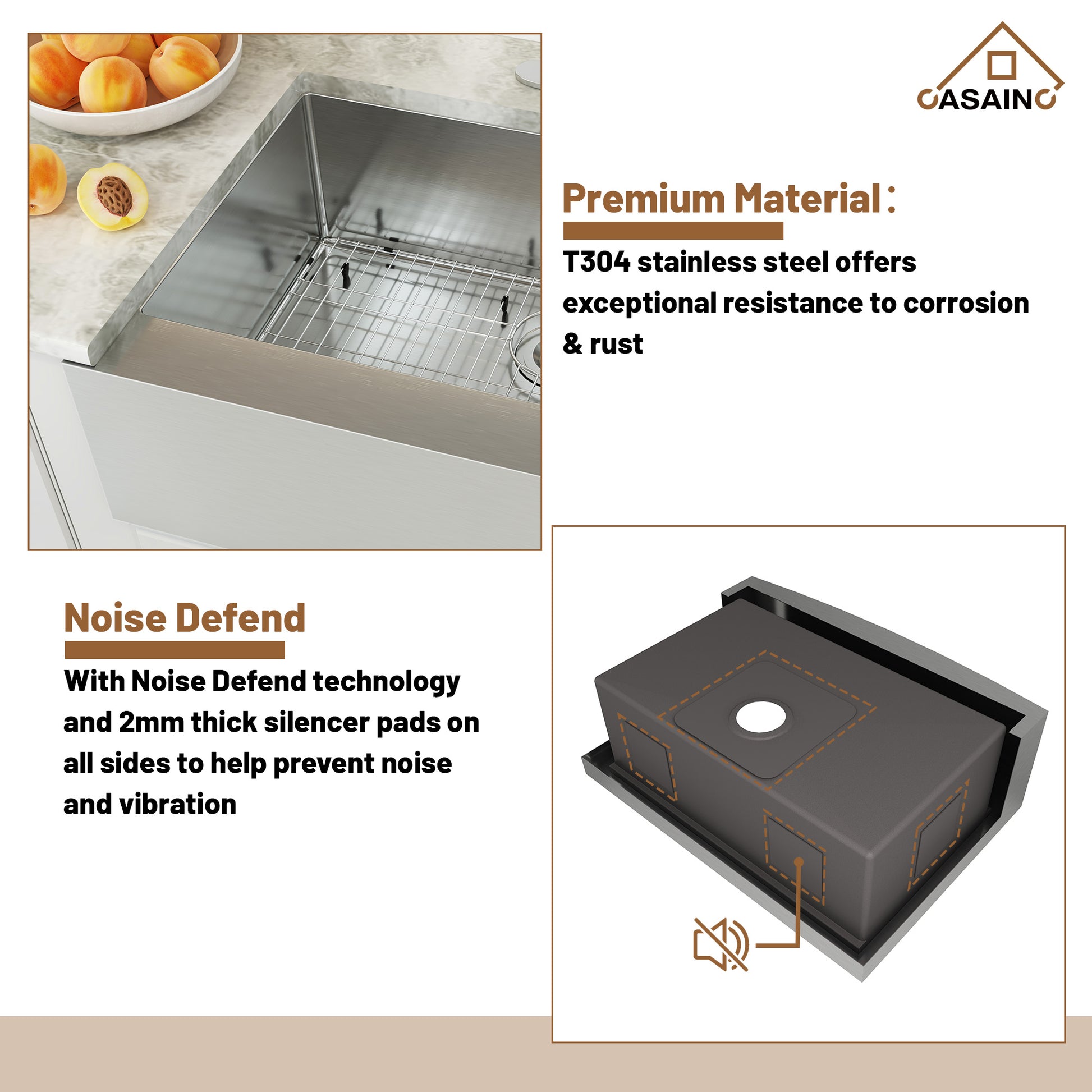 33 Inch Farmhouse Sink Stainless Steel Kitchen Sink Apron Front Stainless Steel 18 Gauge Single Bowl Kitchen Farm Sink Basin