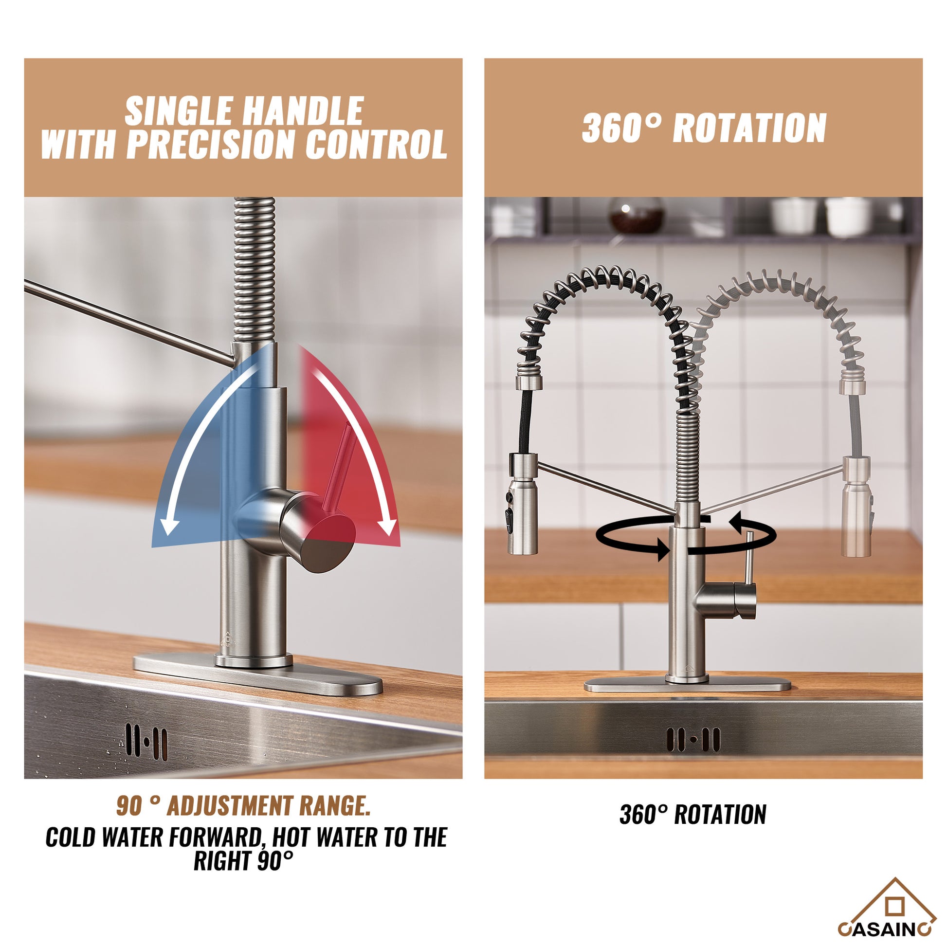Commercial Style Pull-Down Single Handle 19" Kitchen Faucet