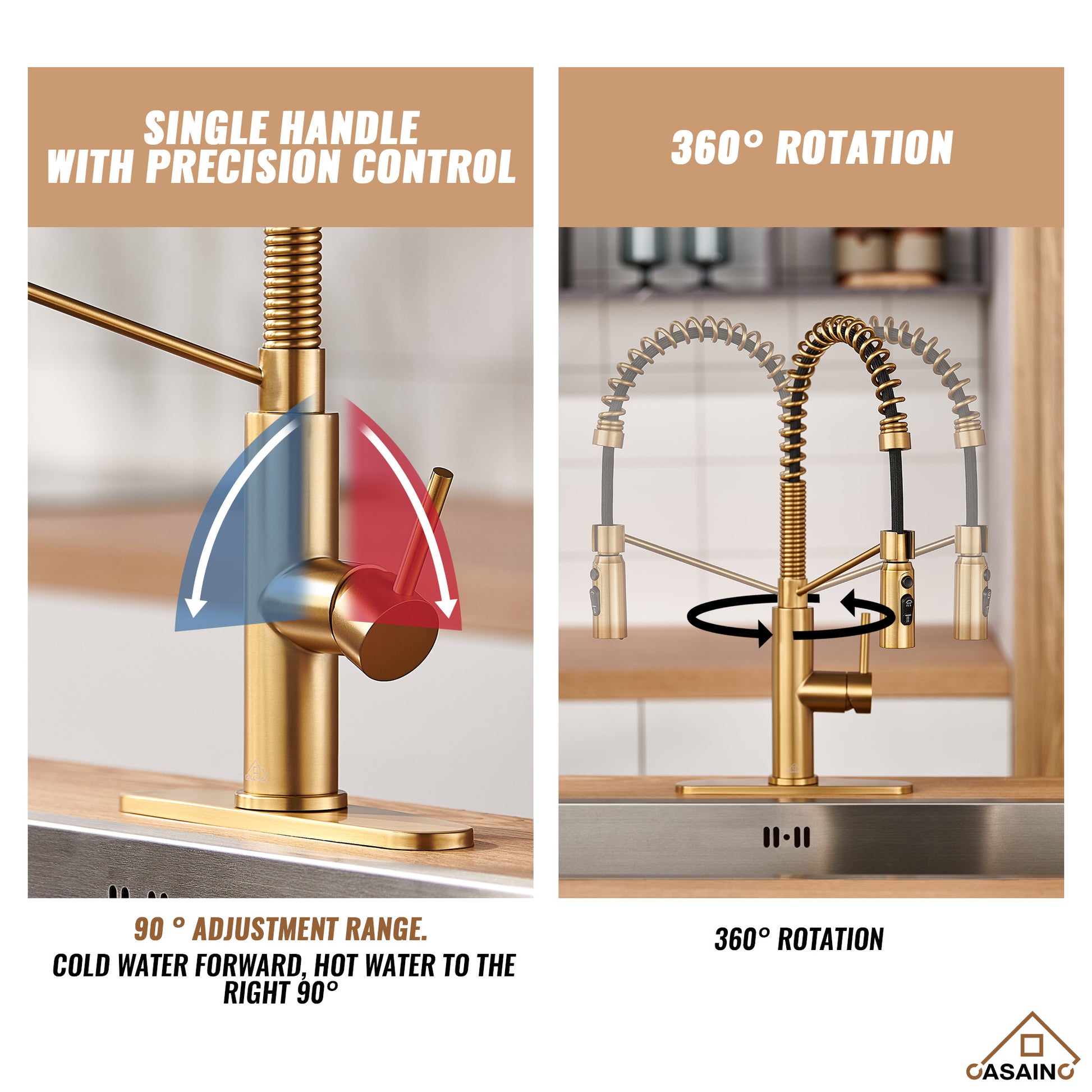 Commercial Style Pull-Down Single Handle 19" Kitchen Faucet