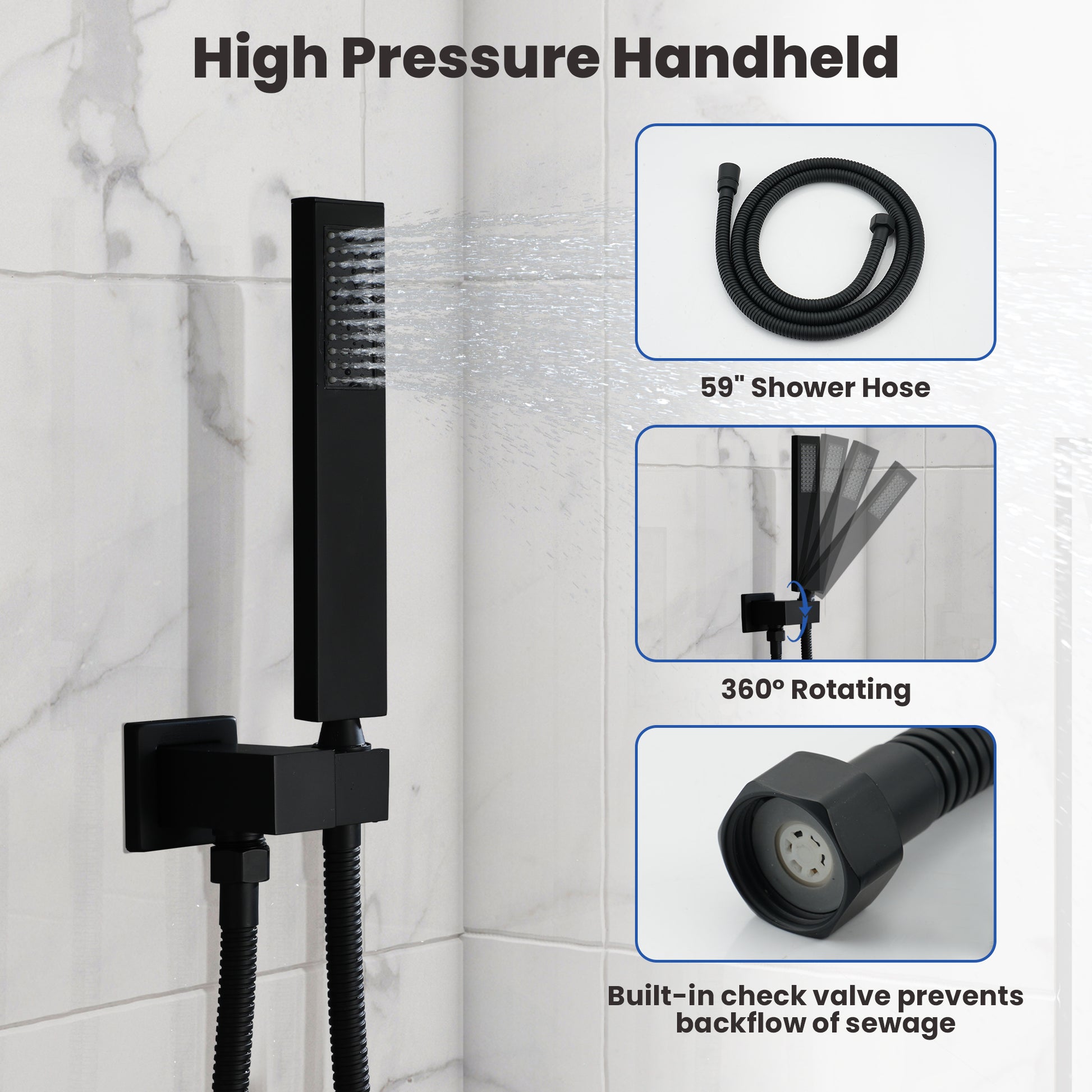 10" Three Function Pressure Balance Shower System with Valve Included