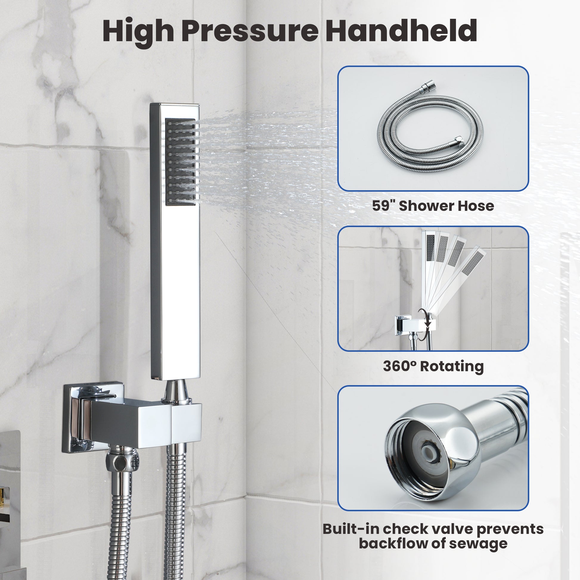 10" Three Function Pressure Balance Shower System with Valve Included
