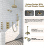 8" Dual Shower Head System with Slide Bar & Hand Shower & 4 Body Jets 