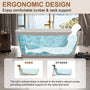 59/67" Matte White Solid Surface Adult Freestanding Soaking Tub with Built-in Pillow - Tangent
