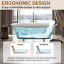 67/71" Stone Resin Adult Freestanding Soaking Tub with Cushions and Bottom Shelf - Hudson