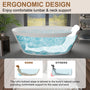 67" Matte White Stone Resin Adult Freestanding Soaking Tub with Cushions - Monaco