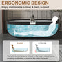 67/71" Black Outside and White Inside Solid Surface Adult Freestanding Tub with Resin Stone Shelf - Hudson