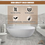 CASAINC 67" Solid Surface Freestanding Bathtub,Egg Shell Shaped Stone Resin Freestanding Tubs with Overflow and  Drain, Matte Black, Matte Grey, Matte White