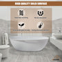 CASAINC 63" Solid Surface Freestanding Bathtub,Oval Shaped Stone Resin Freestanding Tubs with Overflow and  Drain, Matte Black, Matte Grey, Matte White