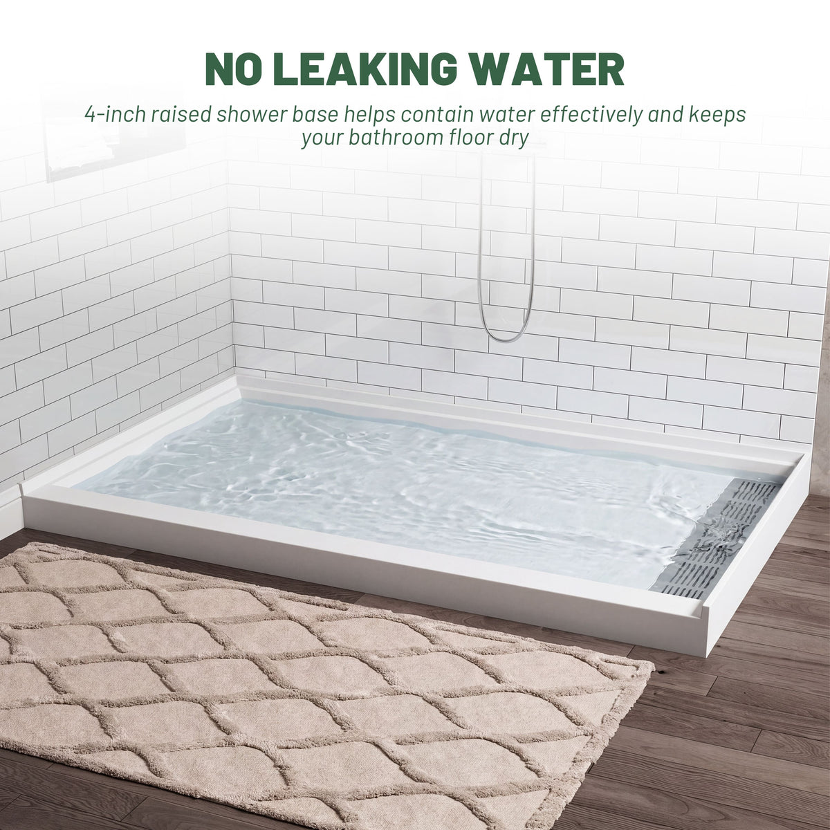 Cultured Marble Solid Surface Shower Base with Anti-Slip Textured Floor for Modern Bathrooms