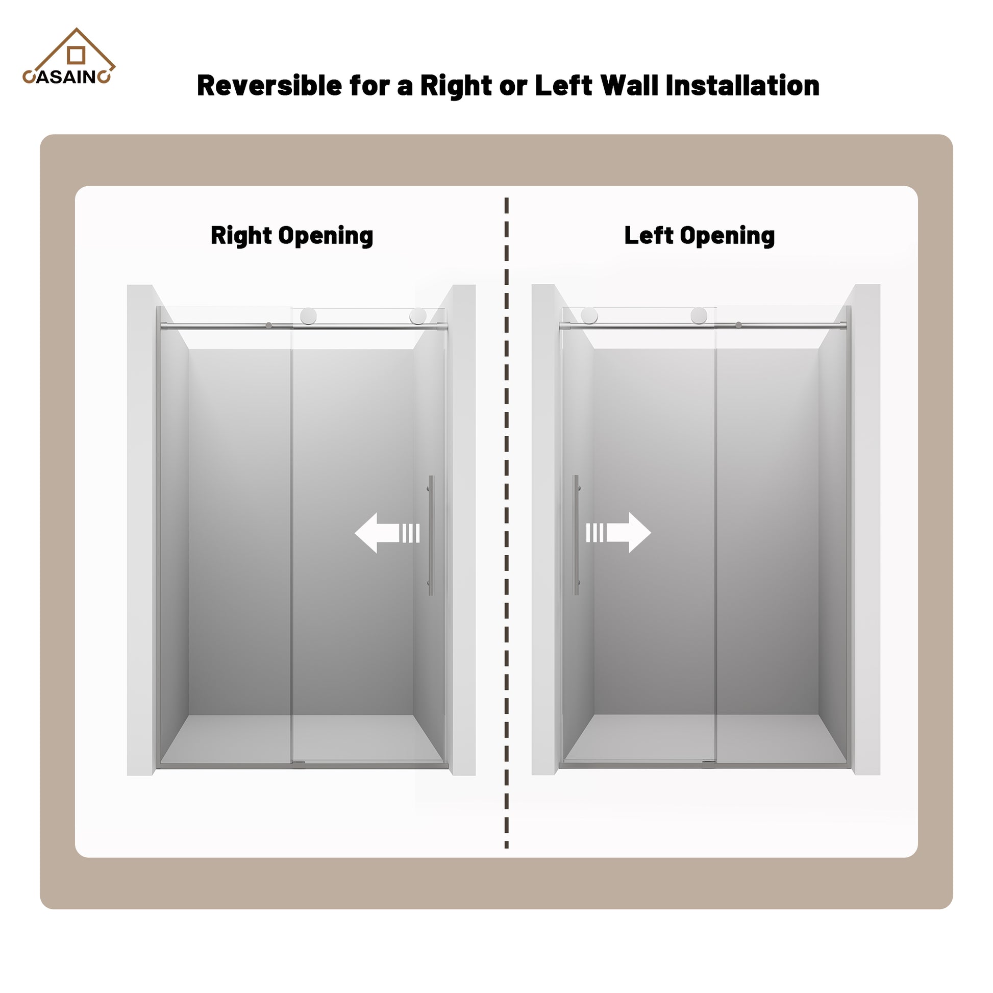 48"x76" Frameless Laminated Layer Glass Shower Door with Cushioned Single Slide Enclosure in Brushed Nickel/Chrome/Matte Black/Brushed Gold