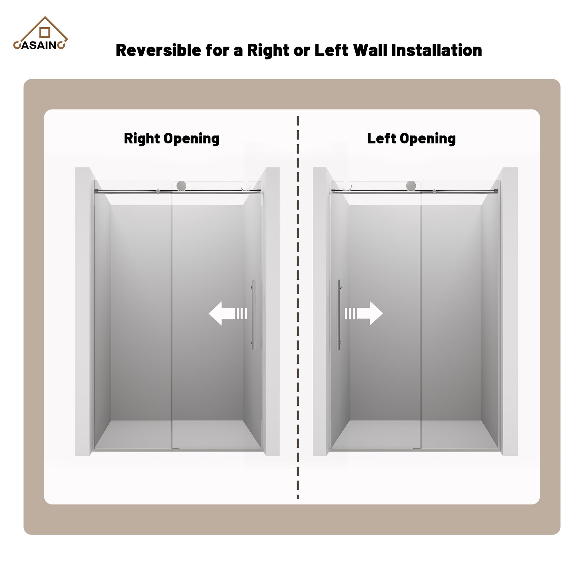 48"x76" Frameless Shower Door with Cushioned Single Slide Shower Enclosure in Brushed Nickel/Chrome/Matte Black/Brushed Gold