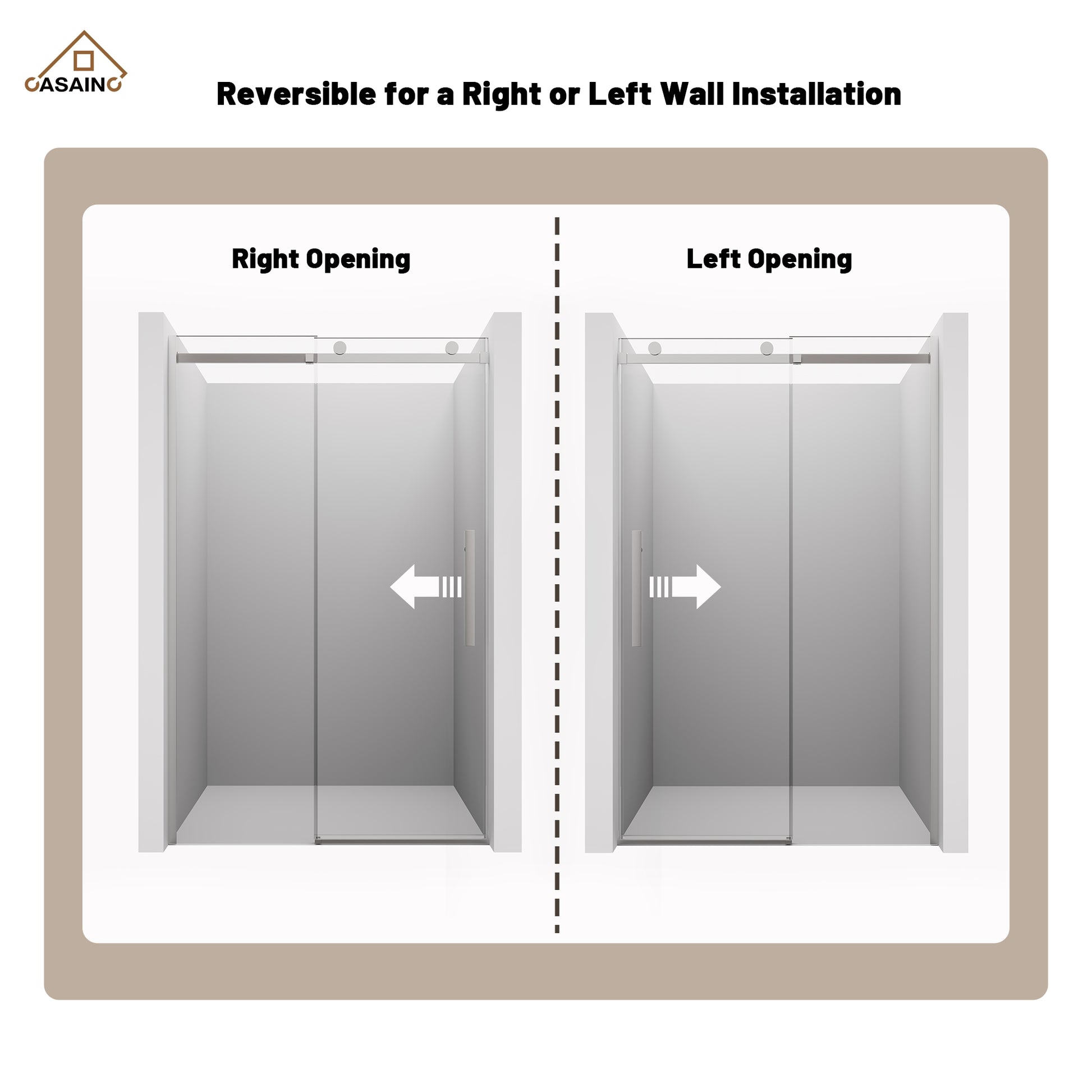 48"x76" Frameless Shower Door with Cushioned Single Slide, SGCC-Certified Tempered Shower Glass Door in Matte Black/Chrome/Brushed Nickel/Brushed Gold