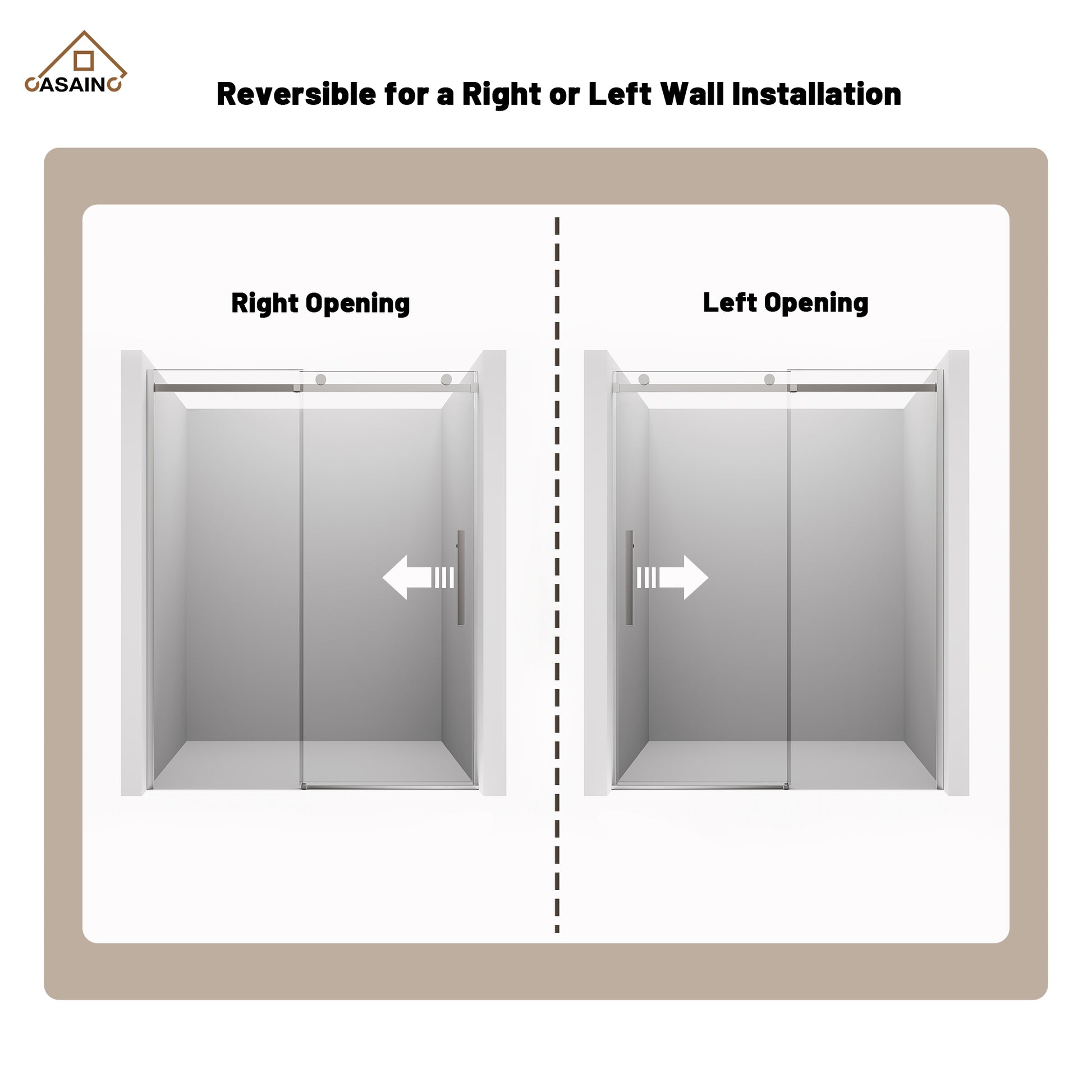 60"x76" Frameless Shower Door with Cushioned Single Slide, SGCC-Certified Tempered Shower Glass Door in Matte Black/Chrome/Brushed Nickel/Brushed Gold