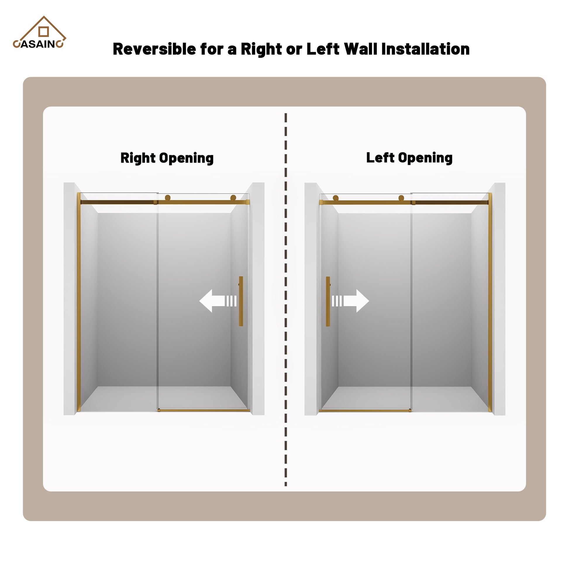 60"x76" Frameless Shower Door with Cushioned Single Slide, SGCC-Certified Tempered Shower Glass Door in Matte Black/Chrome/Brushed Nickel/Brushed Gold