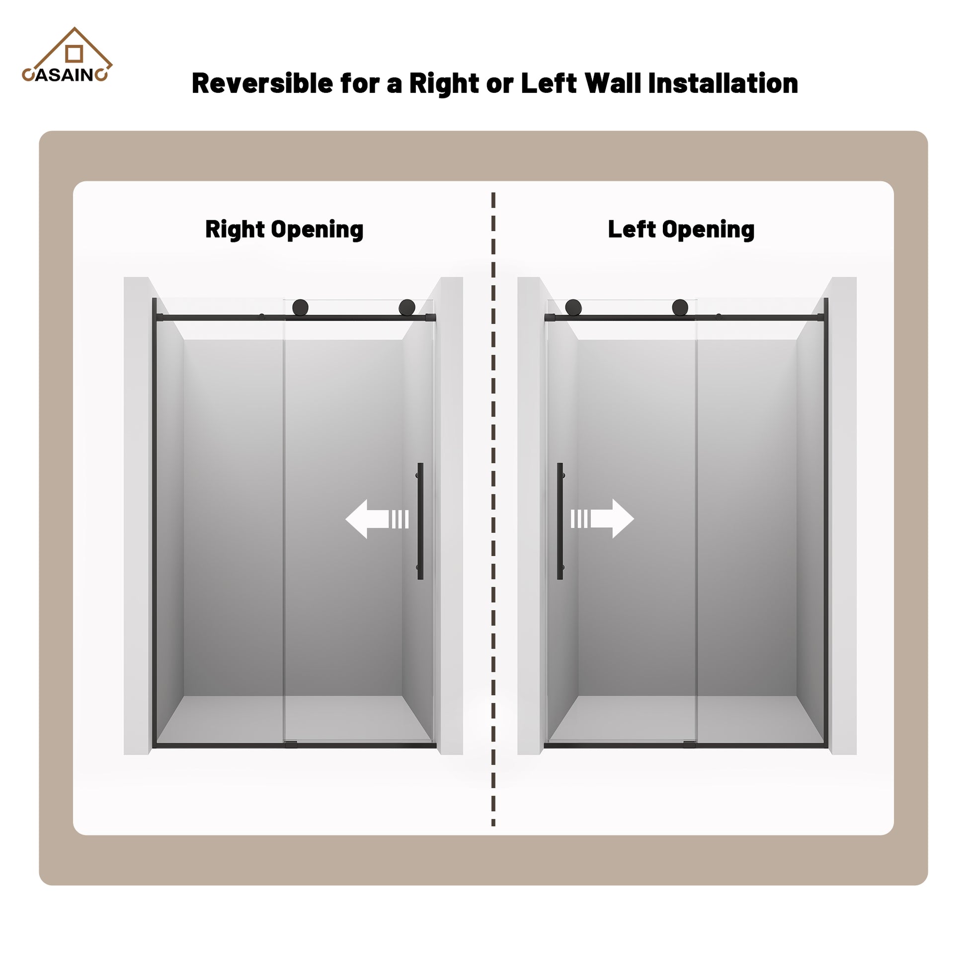 48"x76" Frameless Shower Door with Cushioned Single Slide Shower Enclosure in Brushed Nickel/Chrome/Matte Black/Brushed Gold