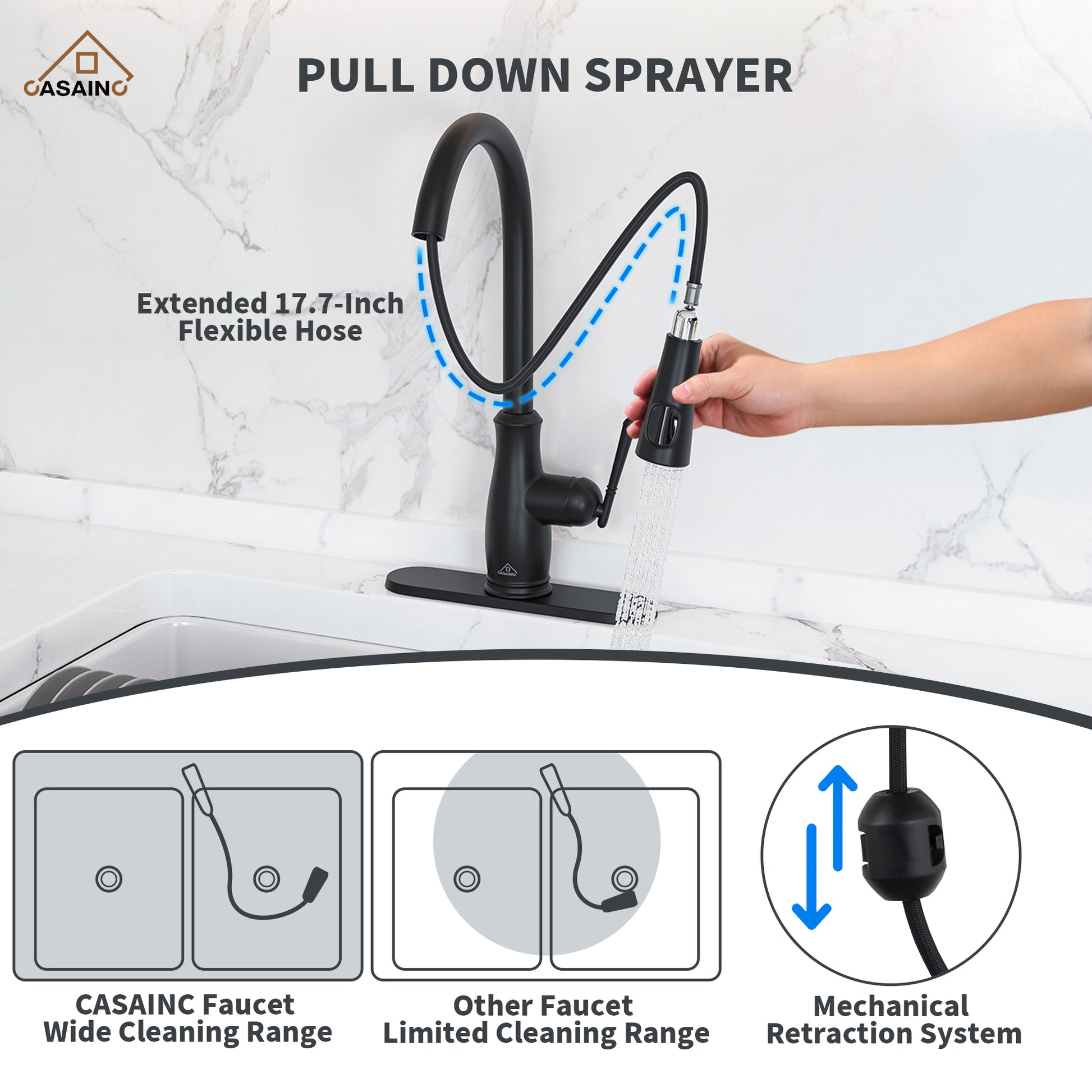Pull Down Sprayer Kitchen Faucet with Digital Temperature Display