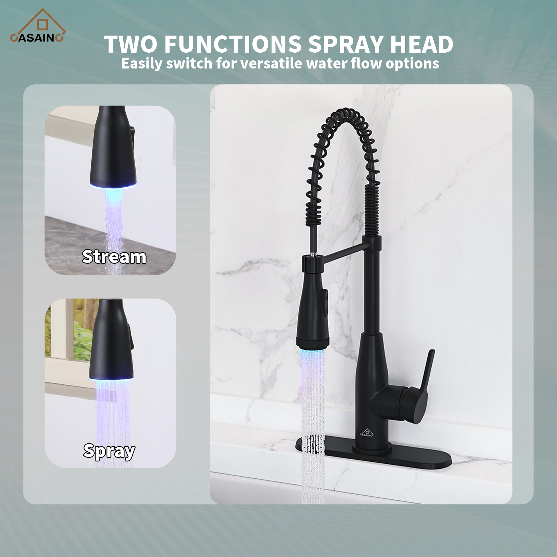 LED Temperature Control Kitchen Faucet with 360° Swivel and Magnetic Pull-Out Head