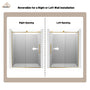 60"x76" Frameless Laminated Layer Glass Shower Door with Cushioned Single Slide Enclosure in Chrome/Brushed Gold
