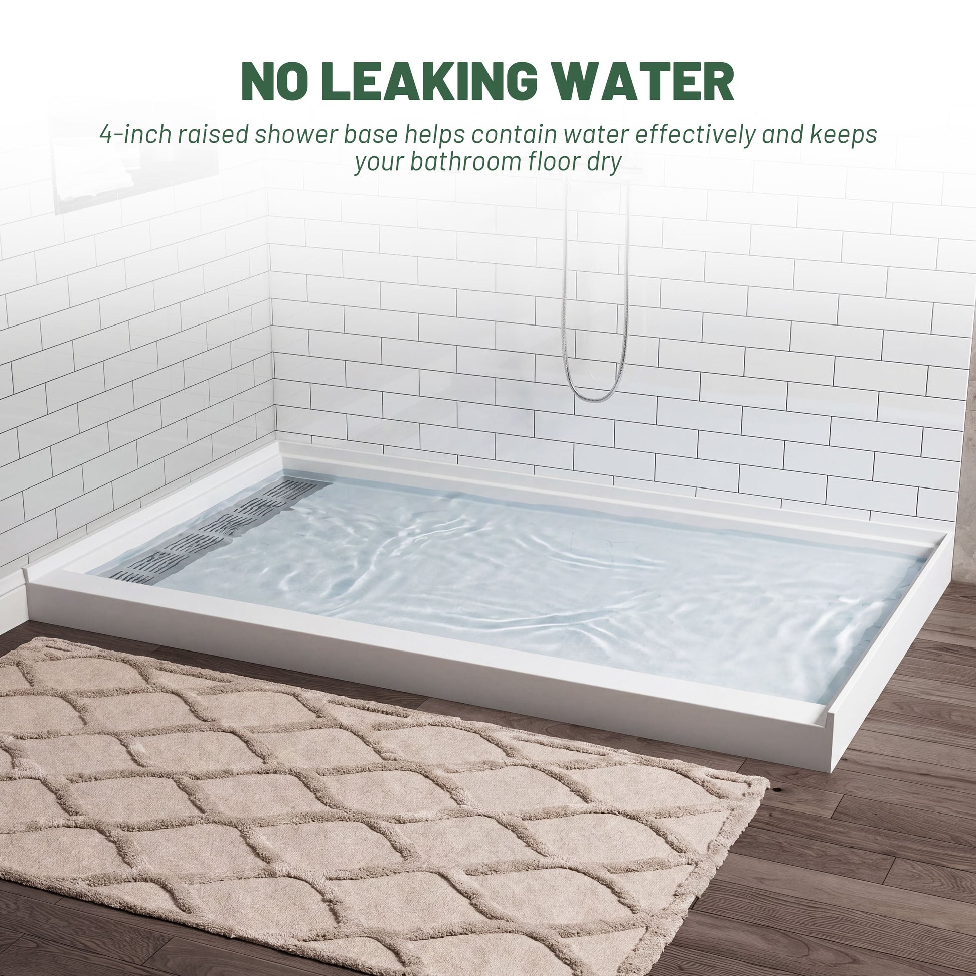 Cultured Marble Solid Surface Shower Base with Anti-Slip Textured Floor for Modern Bathrooms