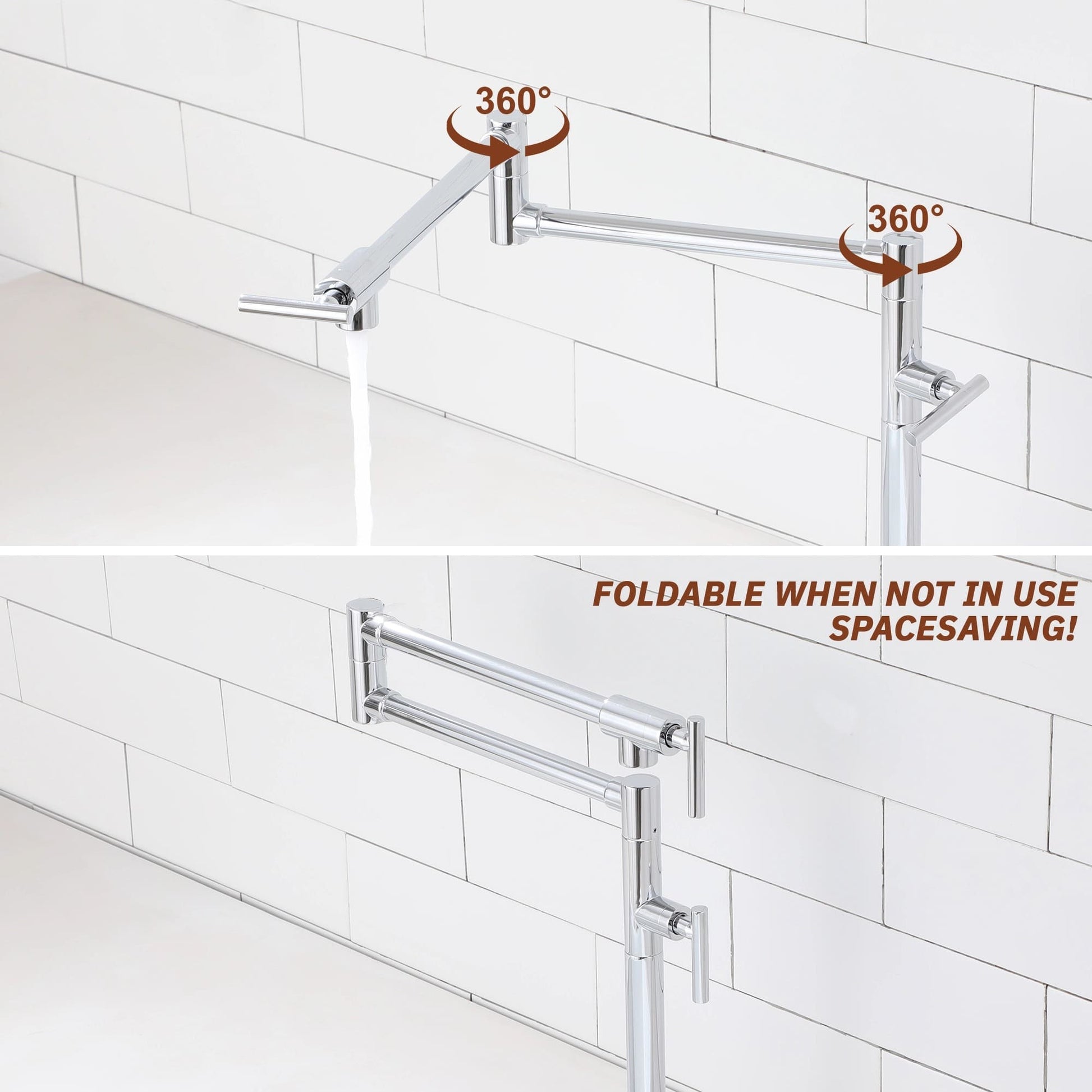 Foldable Kitchen Faucet with 360° Swivel Spout & Space-Saving Modern Design