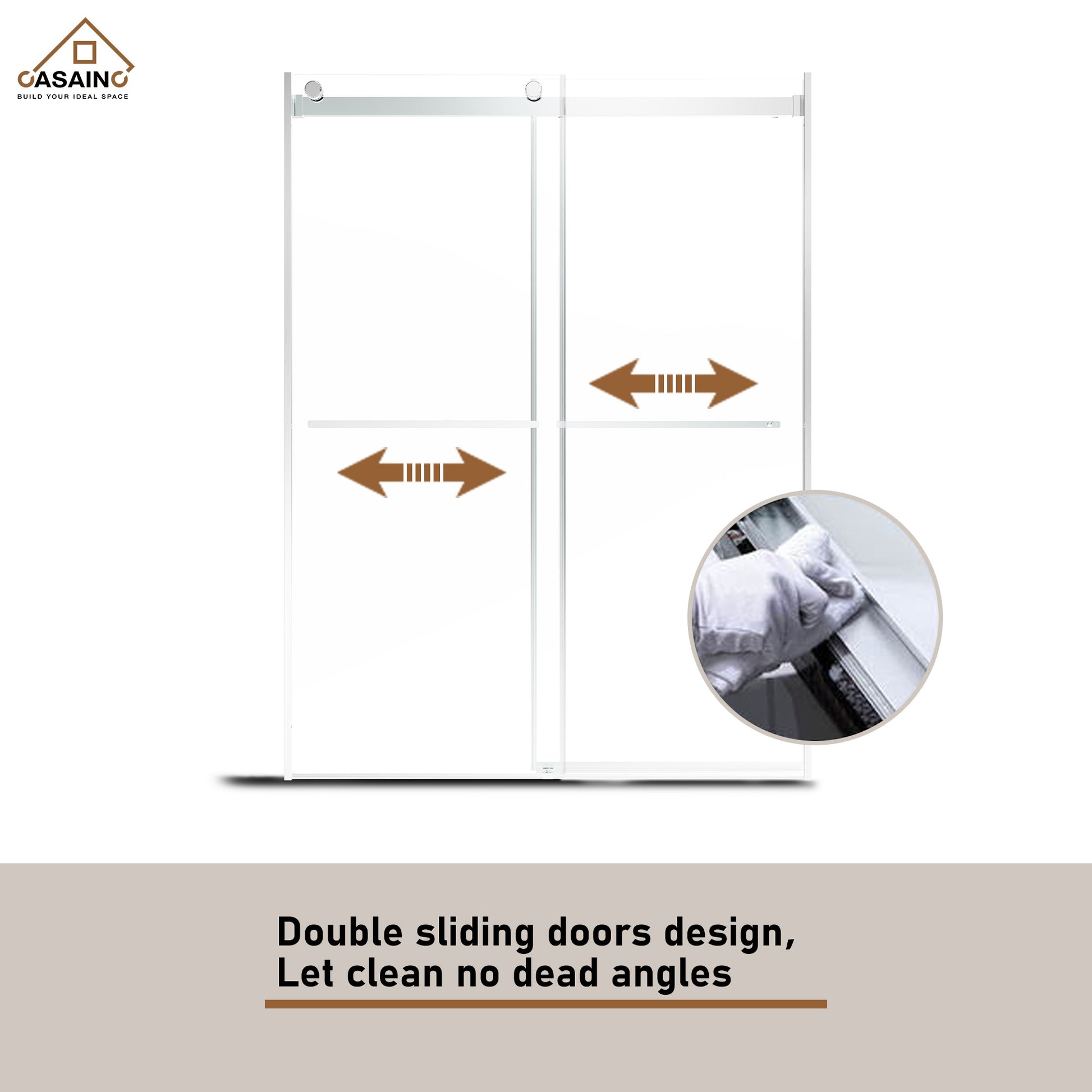 60"x76" Frameless Double Sliding Shower Door in Chrome/Brushed Nickel/Matte Black