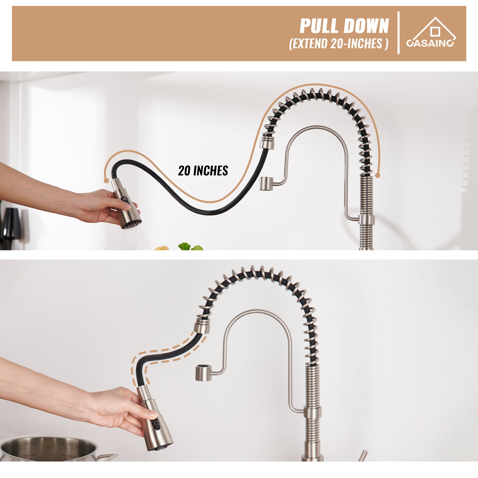 Single Handle Commercial Style Pull-Down Kitchen Faucet