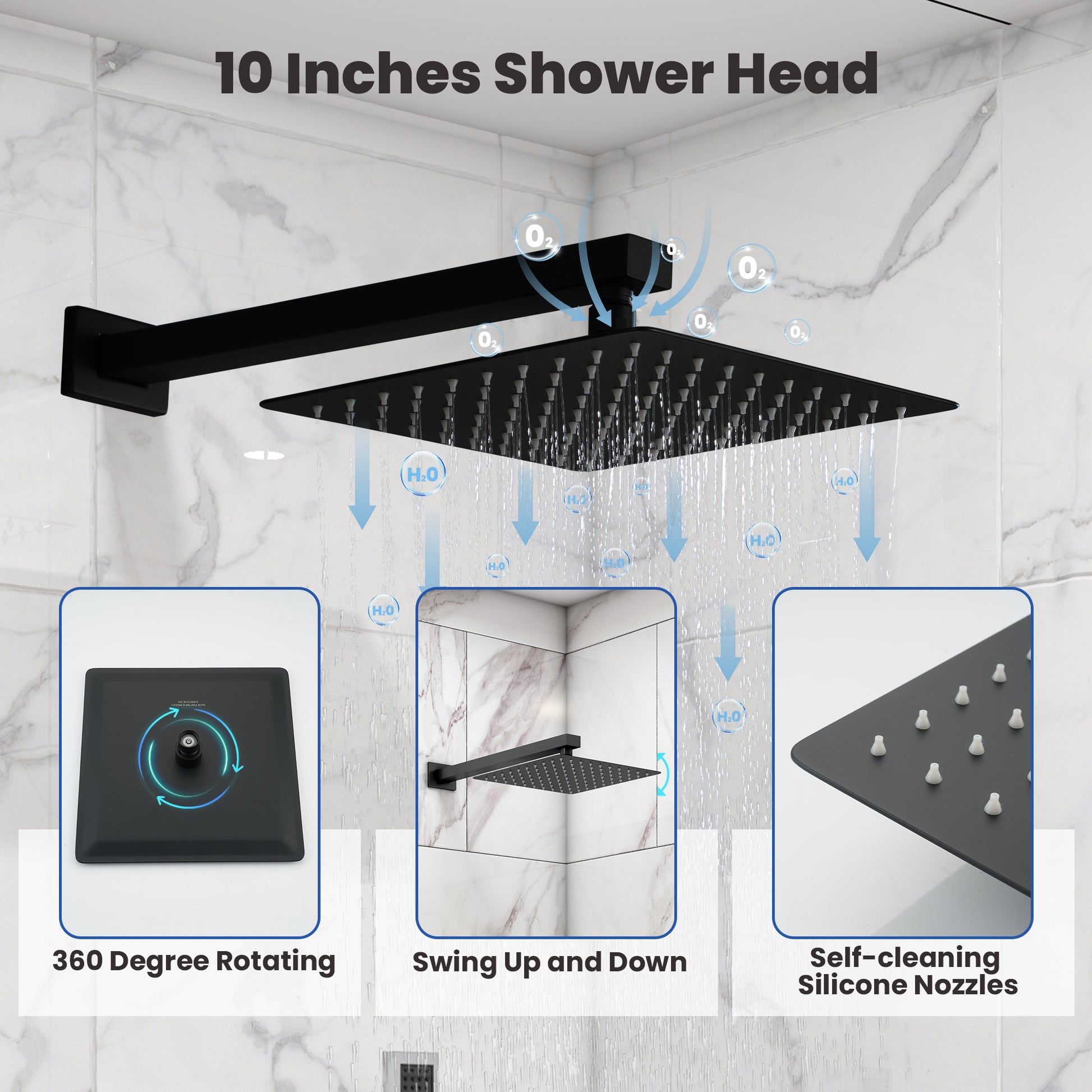 10" Three Function Pressure Balance Shower System with Valve Included