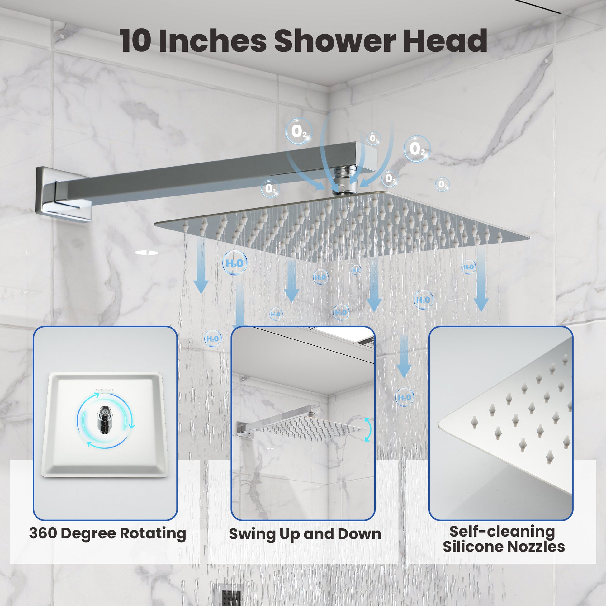 10" Three Function Pressure Balance Shower System with Valve Included