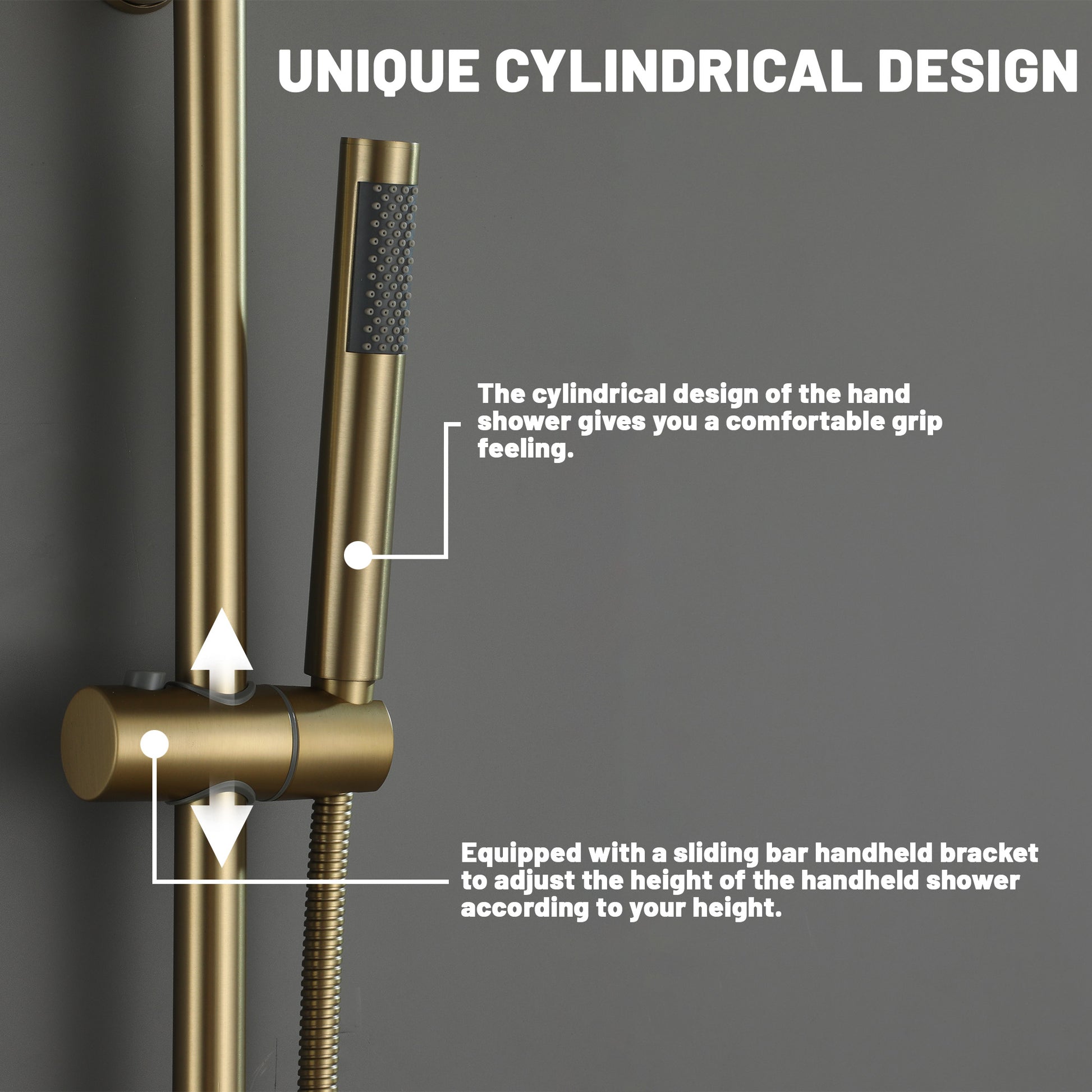 8" Dual Shower Head System with Slide Bar & Hand Shower & 4 Body Jets 