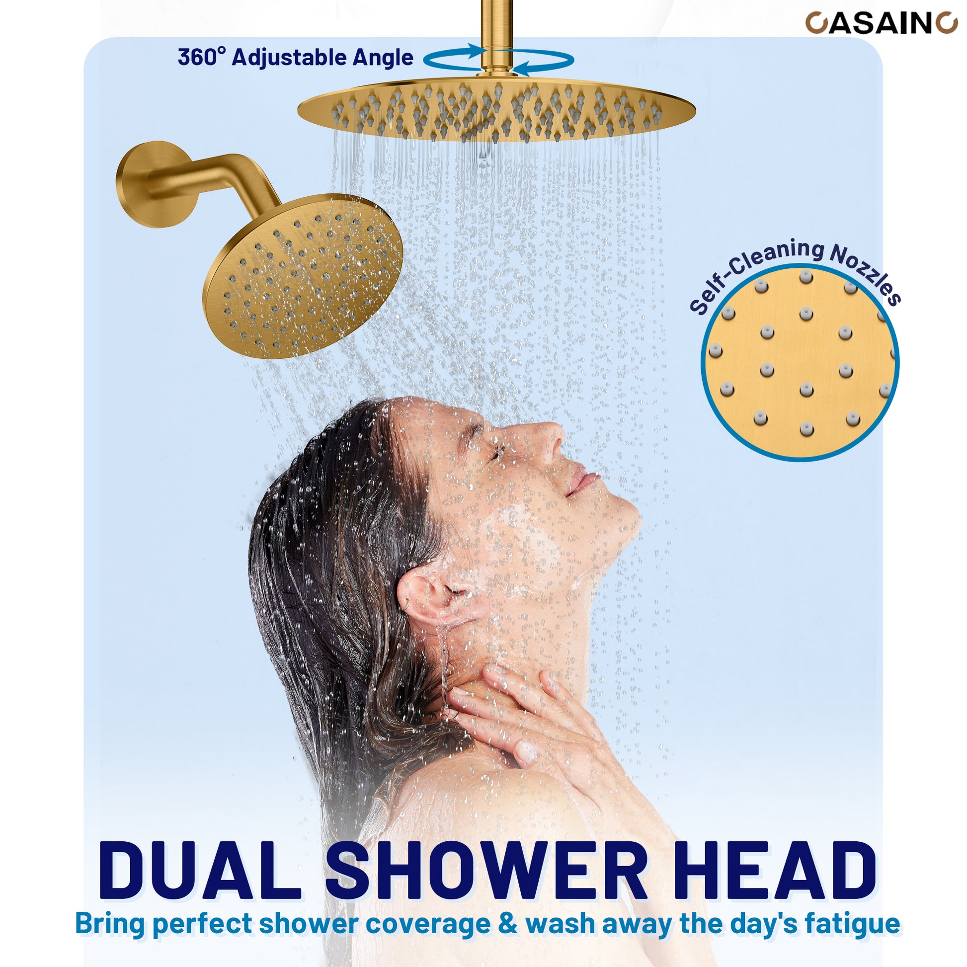 12-inch Ceiling-Mounted Dual Shower System with Slide Bar & Digital Display
