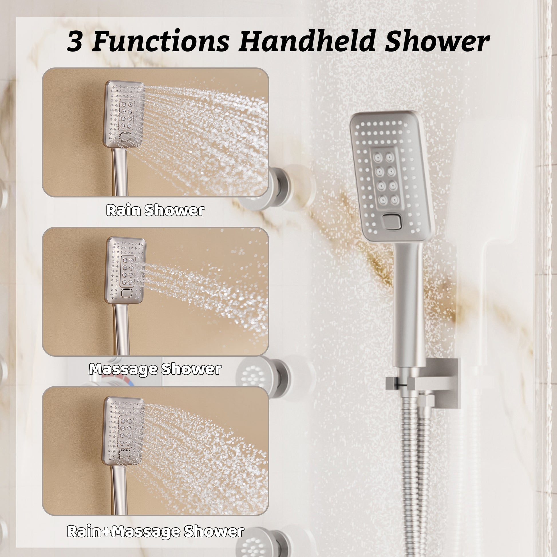 Luxurious Balancing Valve Shower System with 360° Body Jets and Water Bar Spray