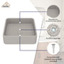 15in Bathroom Concrete Square Vessel Sink with Drainer in Mottled Bluish Grey / Cold Concrete Grey / Taupe Clay