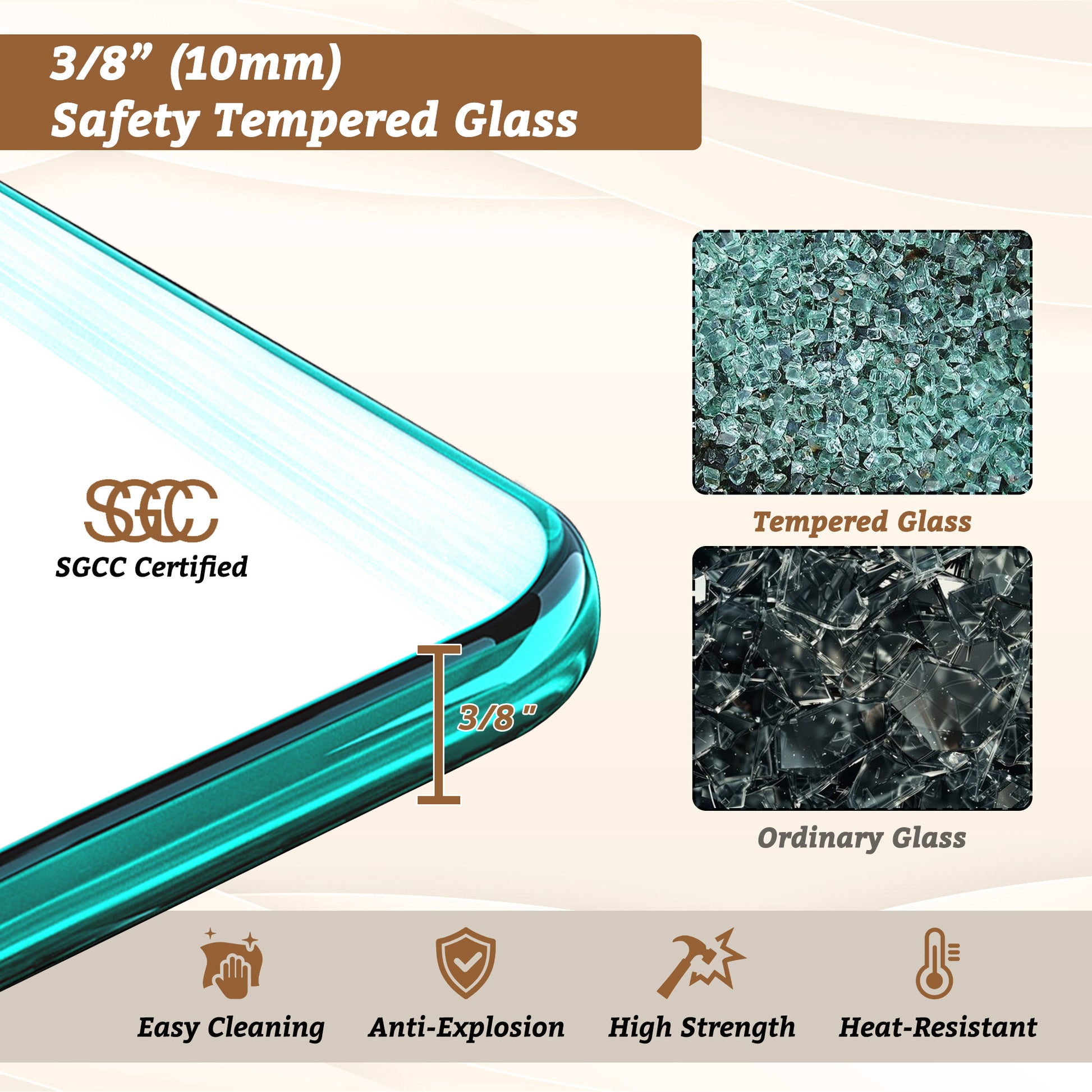 34"x78" Tempered Glass Shower Screen with Integrated Curved Frame