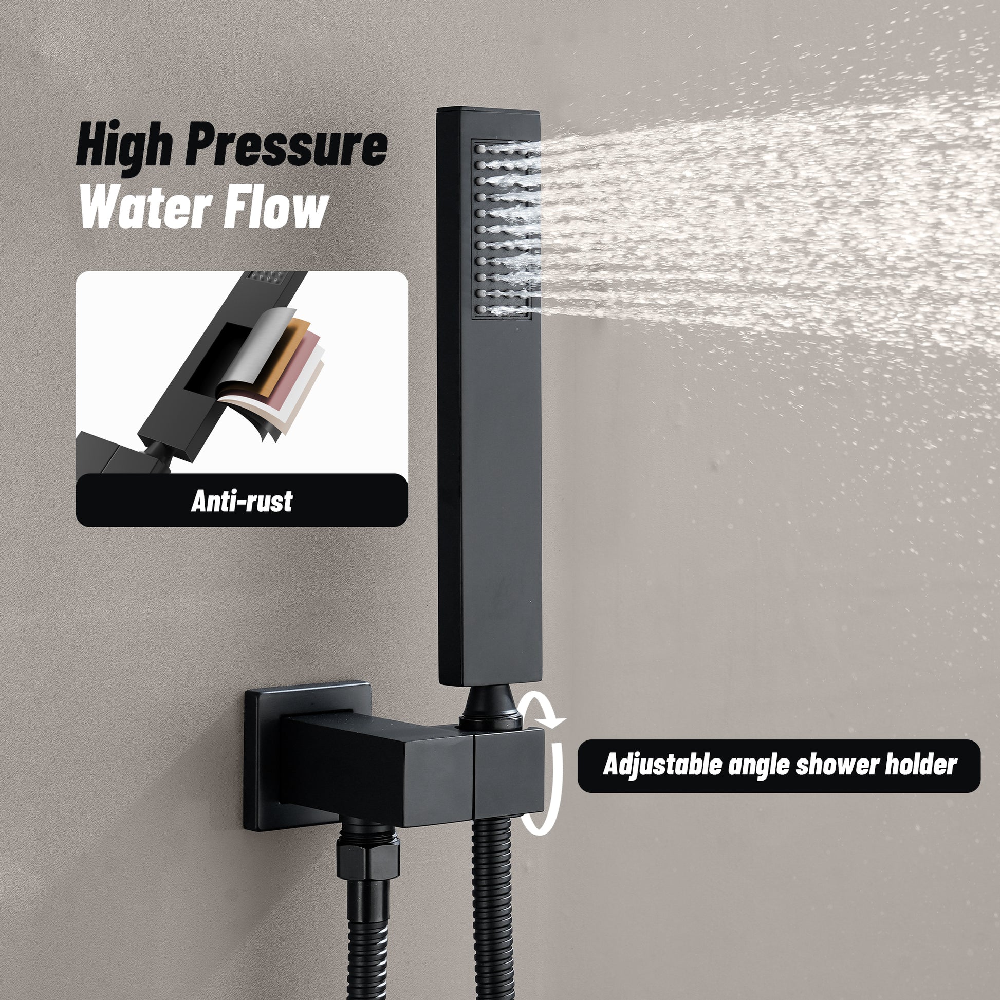 12-Inch Rainfall Shower System with Push Button Pressure Balanced Valve