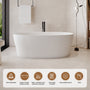 63" Solid Surface Freestanding Bathtub with Thickened Edge in Matte White - Monaco