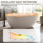 57"/61"/65"/69" Minimalist Solid Surface Freestanding Bathtub in Pine Crest and Shadow Whisper