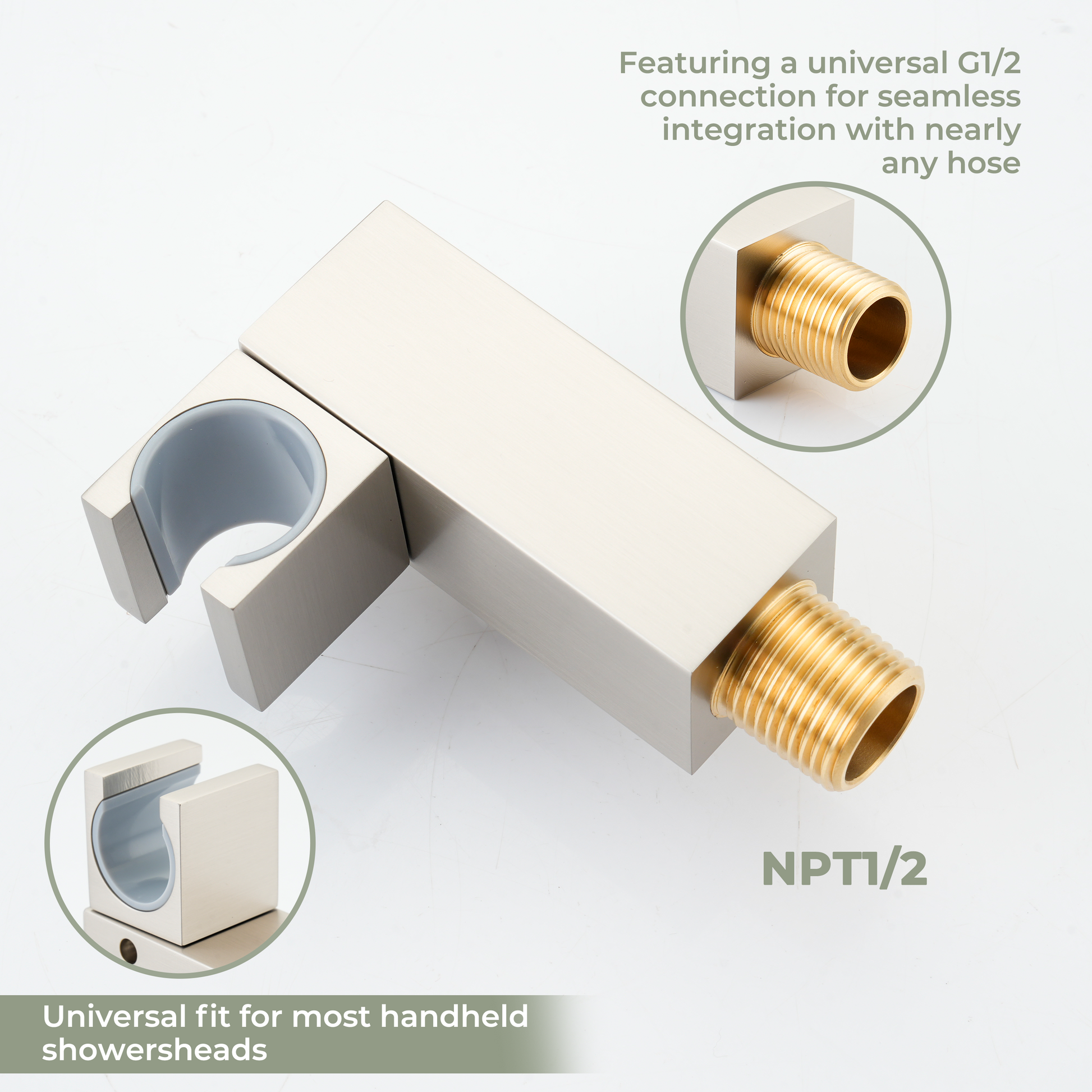 Square Brass Handheld Shower Holder with Adjustable Angle