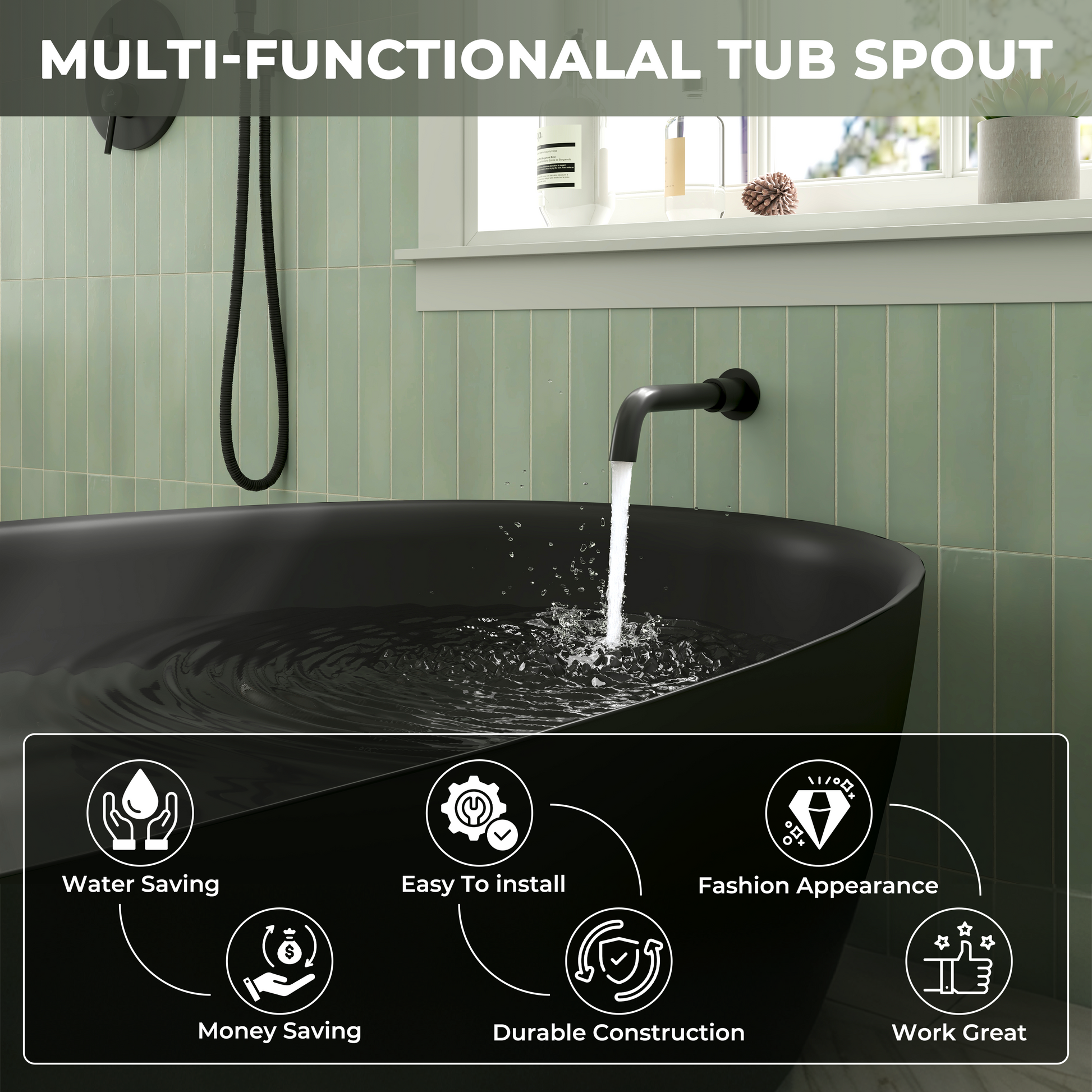 Round Brass Tub Spout with 360° Rotatable Outlet Tub Filler