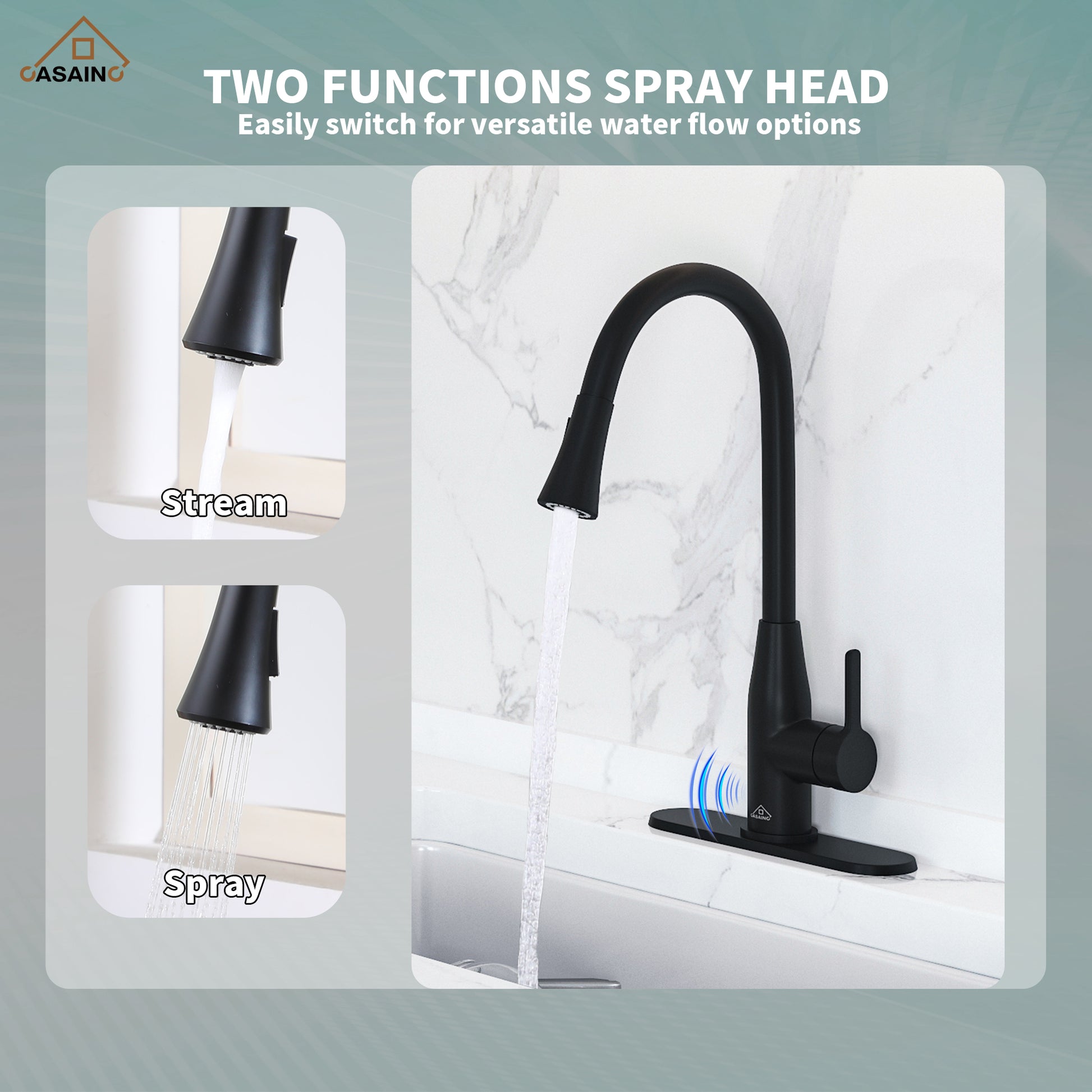 Touchless Kitchen Faucet with Dual Spray 360° Rotation and Pull Down Sprayer