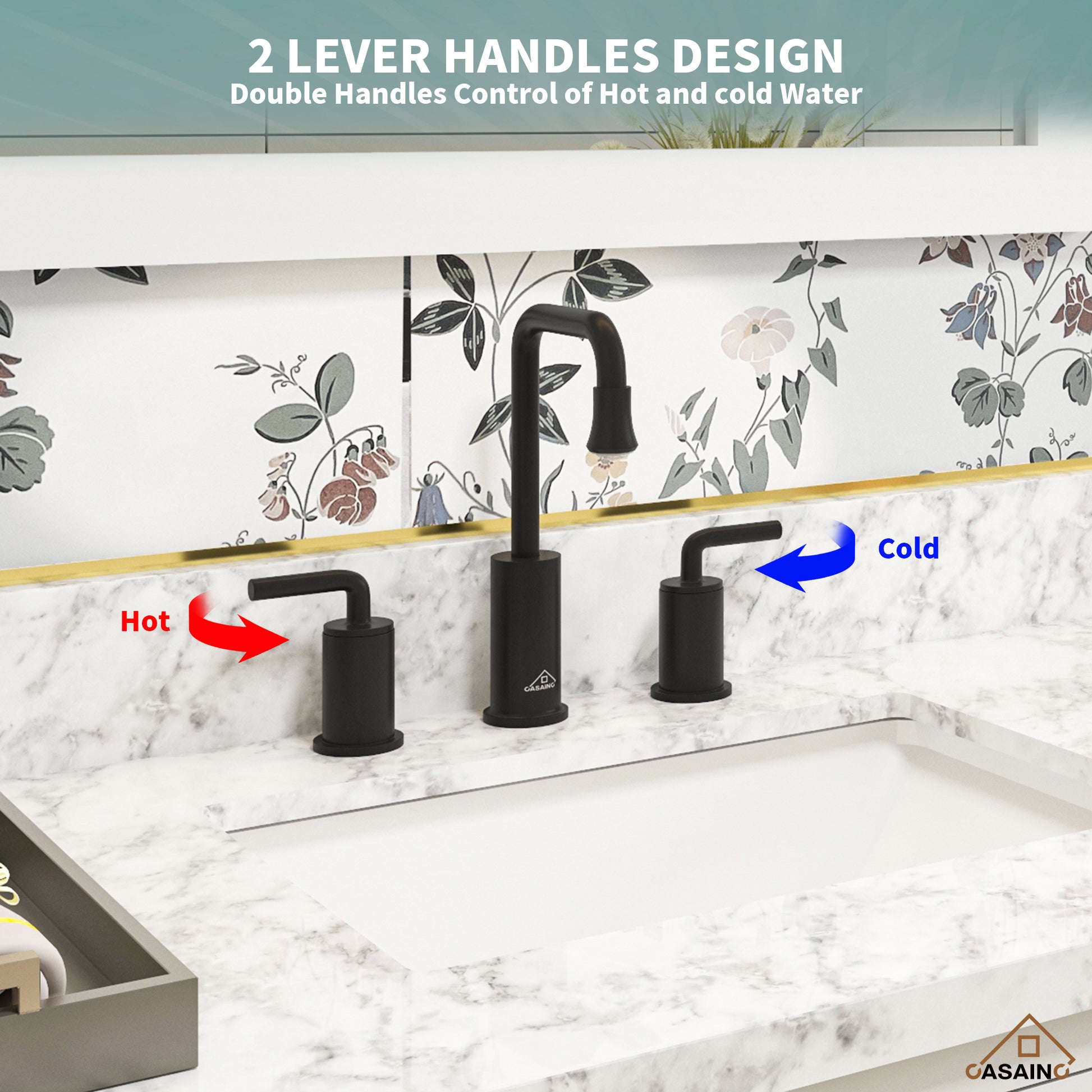 8-Inch Bathroom Sink Faucet with LED Temperature-Responsive