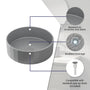 17in Bathroom Concrete Round Vessel Sink with Drainer in Black Earth / Mottled Bluish Grey / Taupe Clay