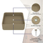 15in Bathroom Concrete Square Vessel Sink with Drainer in Mottled Bluish Grey / Cold Concrete Grey / Taupe Clay