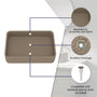 19in Bathroom Concrete Rectangular Vessel Sink with Drainer in Black Earth / Blue Ashes / Taupe Clay