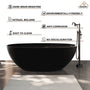 65" Solid Surface Freestanding Bathtub in (Matte Black& Grey)